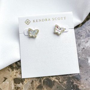 Gold Lillia Butterfly Dichroic Glass Stud Earrings